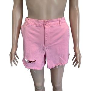 Ripped Pink Jean Shorts
